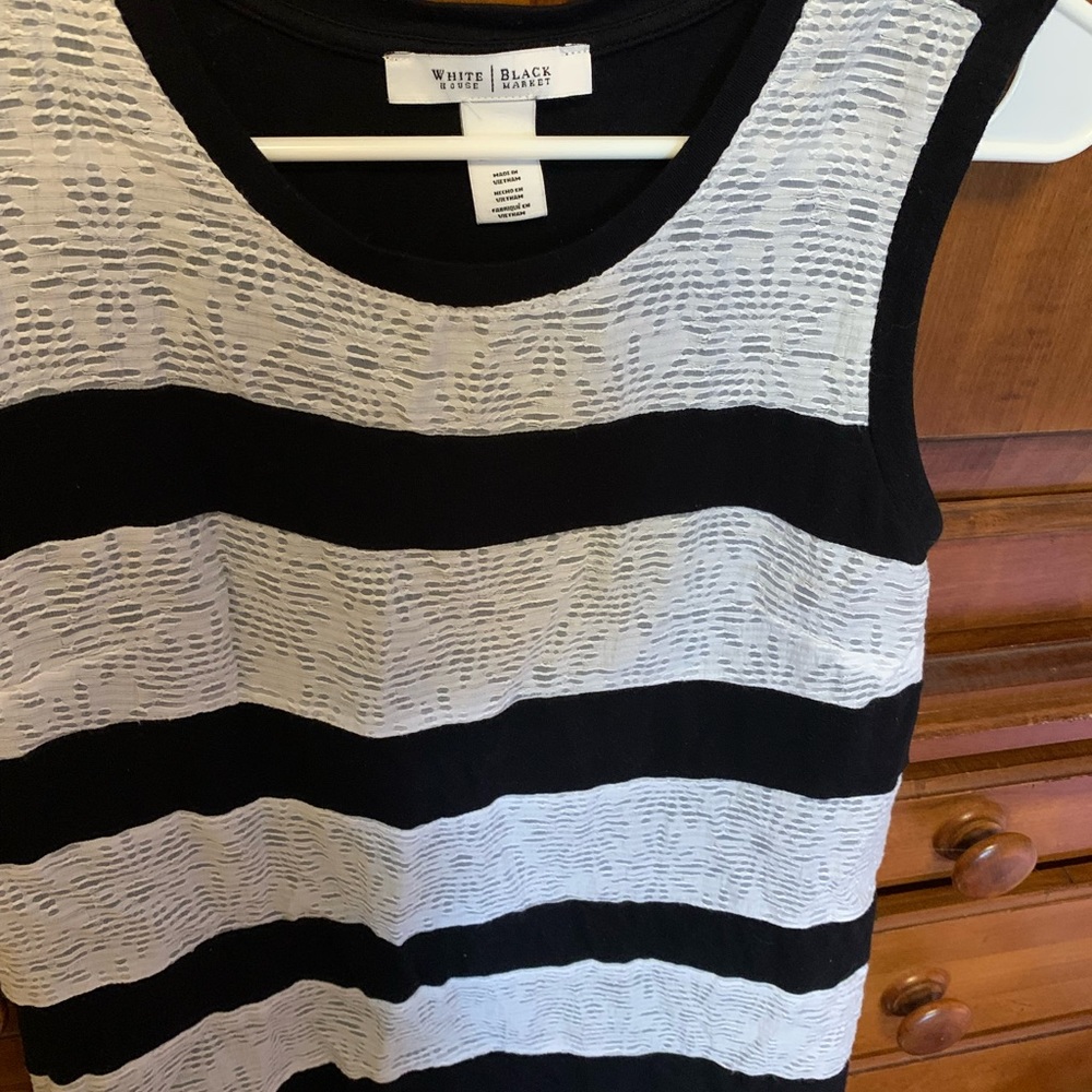 Black and white dressy White House Black Market tank